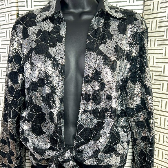 Chicos sequined tie open front top - Picture 3 of 10